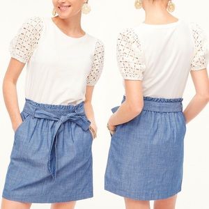 NWT J. Crew Chambray Paper-Bag Mini Skirt